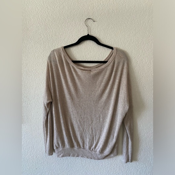 Eberjey Creme Ribbed Slouchy Pullover - Picture 5 of 5